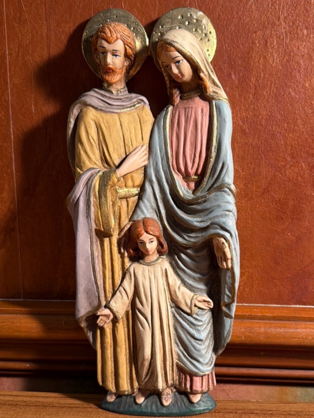 Vintage Mary Joseph Jesus Resin Wall Art Catholic Religious Plaque Art HANDMADE
